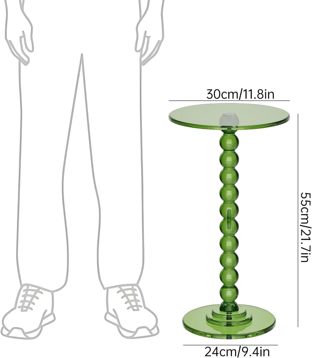 Acrylic Side Table, End Table Round Top with Solid Post for Living Room, Bedr...