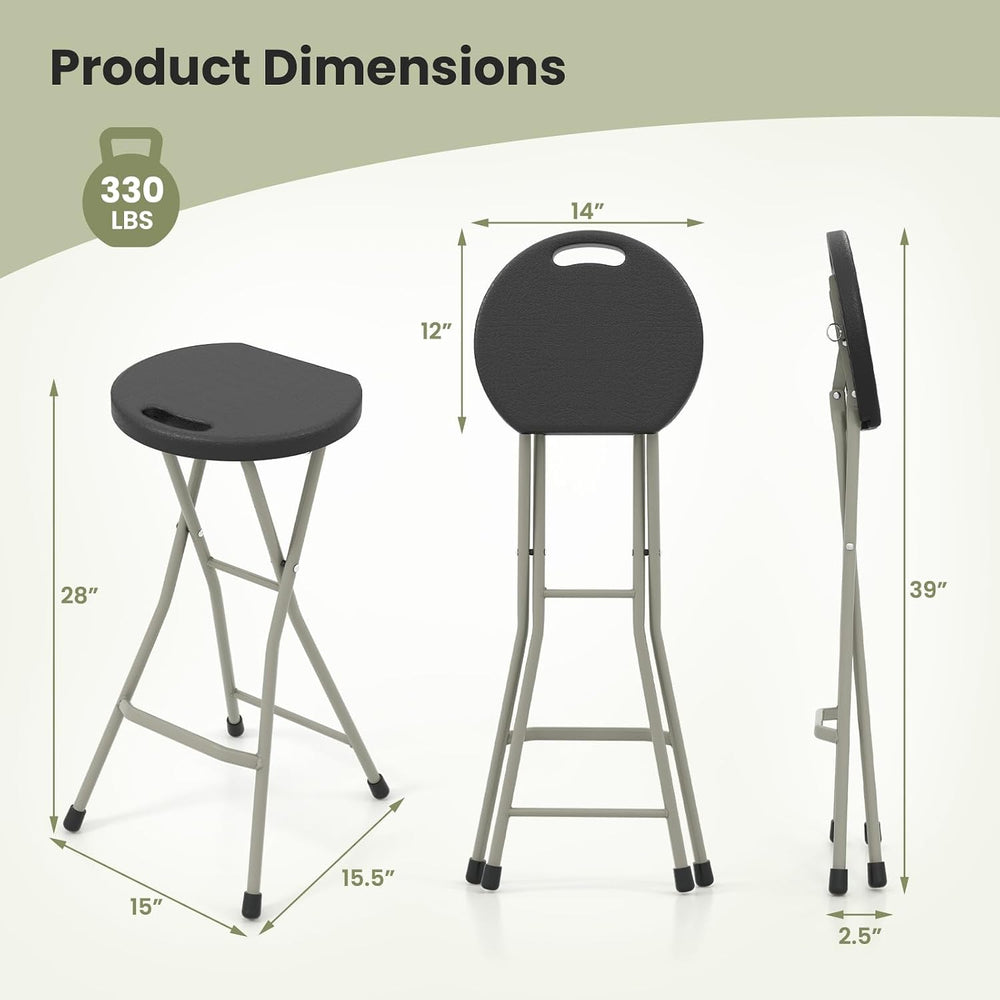 GYMAX Folding Stool, 28in Portable Collapsible Bar Stool with Handle & St...