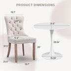 SoarFlash Kitchen Table and Chairs for 2, 31.5" Dining Table Set for 2 with Velvet Upholstered Chairs, 3 Piece Round Kitchen Table Set, Dining Room Table Set for Small Space, Apartment, Beige/White