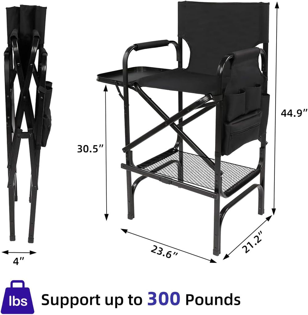 Folding Makeup Chair with Folding Tabletop Storage Bags for Makeup Artists