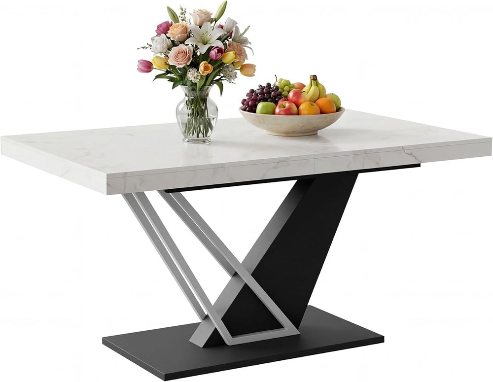 COSIEST 59'' to 78.7'' Extendable Dining Table for 4-8, Faux ...