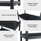 IRONMAX 5-Tier Plastic Storage Shelves, Multi-Purpose Display Shelf Rack, Light Duty Storage Shelving Unit for Laundry Pantry Closet, Black (1, 28“L X 15”W X 67“H)