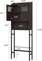 Over The Toilet Cabinet for Bathroom Storage, Over Toilet Storage Cabinet, Above Toilet Storage with 2 Doors and Adjustable Shelf Space Saver Cabinet Over Toilet Bathroom Organizer (Espresso)