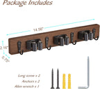 Mop Broom Holder Wall Mount with 3 Slots & 4 Hooks - Wood Broom Mop Hanger for Pantry Kitchen Organization - Garden Tool Organizer for Closet Laundry Room - for Rustic Farmhouse Kitchen Decor