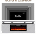 70" TV Stand for Living Room, Entertainment Center with Storage Cabinet, Fits TVs up to 80", Modern Media Console with Shelves, 36" Electric Fireplace (Grey+Black)