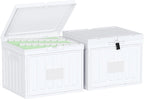 Oterri Plastic File Box with Lid for Letter Size File Folders, Hanging File Folder Box Collapsible File Organizer, File Cabinet Document Organization Home, Office (White, Large-2 Pack Without Folders)