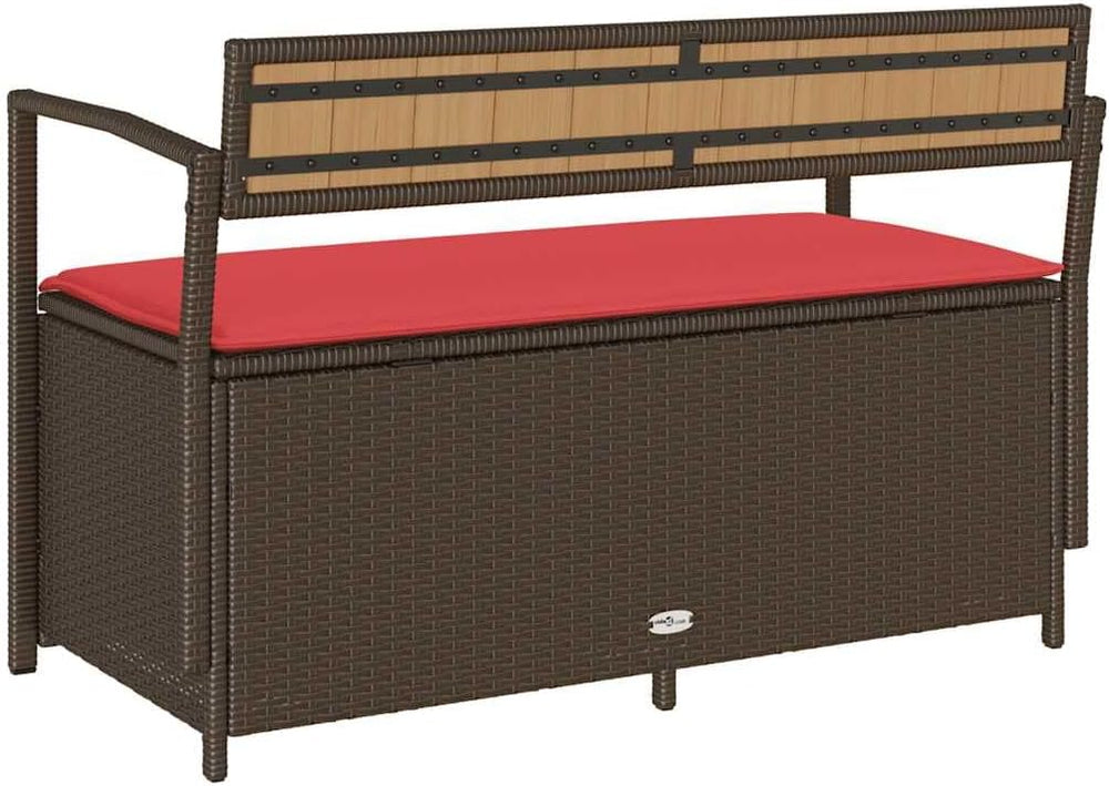 PE Rattan Patio Storage Bench with Cushion, Outdoor Seat for Cushions and Gar...