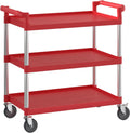 Red Utility/Bussing Cart with Three Shelves - 42" x 20"