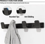 Coat Rack Wall Mount Coat Hooks - Black Hook Rack Wall Mount with 4 Hooks Aluminum Wall Rack Hooks for Hanging Coat Hat Bag Towel Hanger Rustproof Coat Holder
