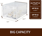 Shoe Boxes, Stack Without Toppling Modular storage boxes combine freely for use in closets, under beds, hallways, and entryways. Space-saving. (Transparent, 6 Pack)