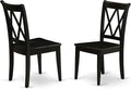 East West Furniture CLC-BLK-W Clarksville Dining Chairs - Double Cross Back Wooden Seat Chairs, Set of 2, Black