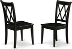 East West Furniture CLC-BLK-W Clarksville Dining Chairs - Double Cross Back Wooden Seat Chairs, Set of 2, Black