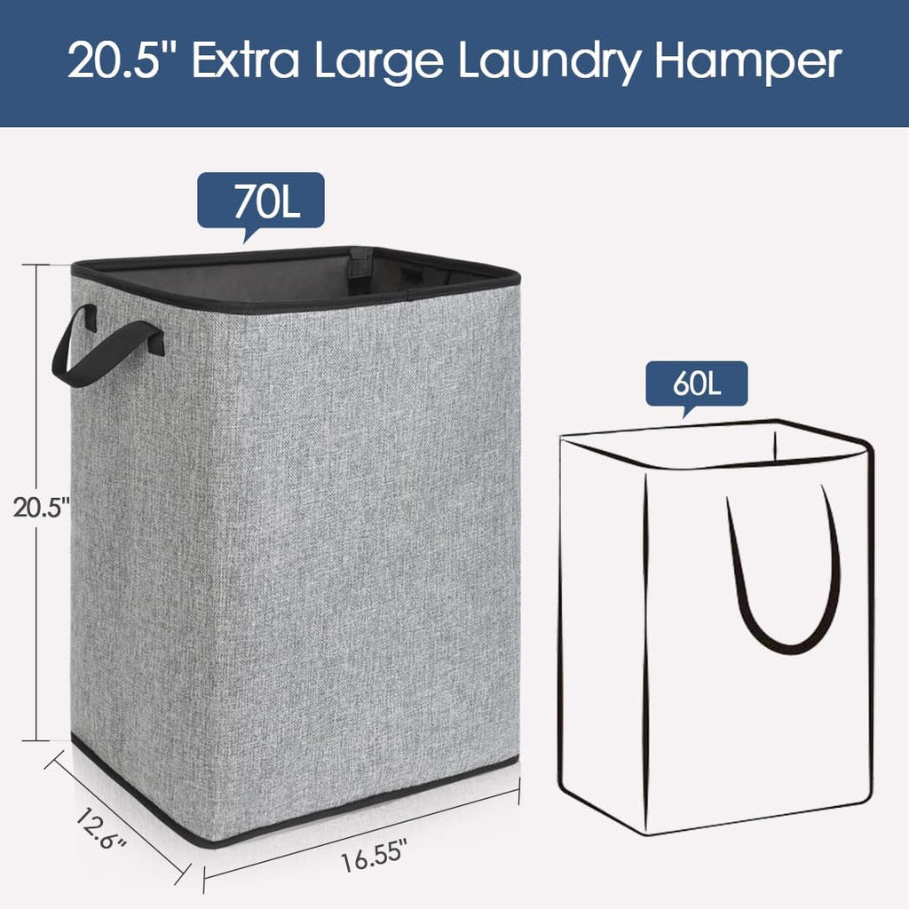 SNIGJAT Clothes Laundry Hamper for Bedroom, Lightweight Dirty Clothes College Hamper Collapsible for Small Space, Sturdy Laundry Basket with Handles for Bathroom Closet, 70 L