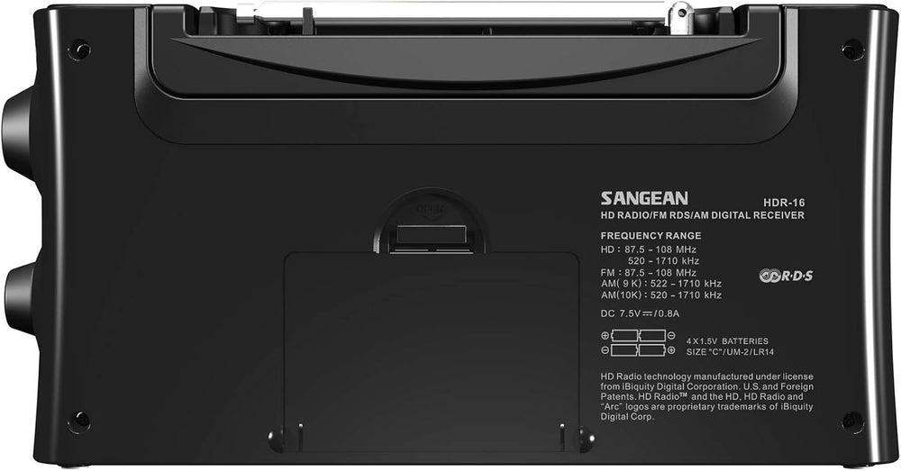 Sangean HDR-16 HD AM/FM Portable Radio, Black