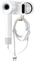 simpletome Hair Dryer Holder Wall Mount for All Magnetic High Speed Blow Dryer with Plug Cord Organizer Hook (Aluminum Alloy, White)
