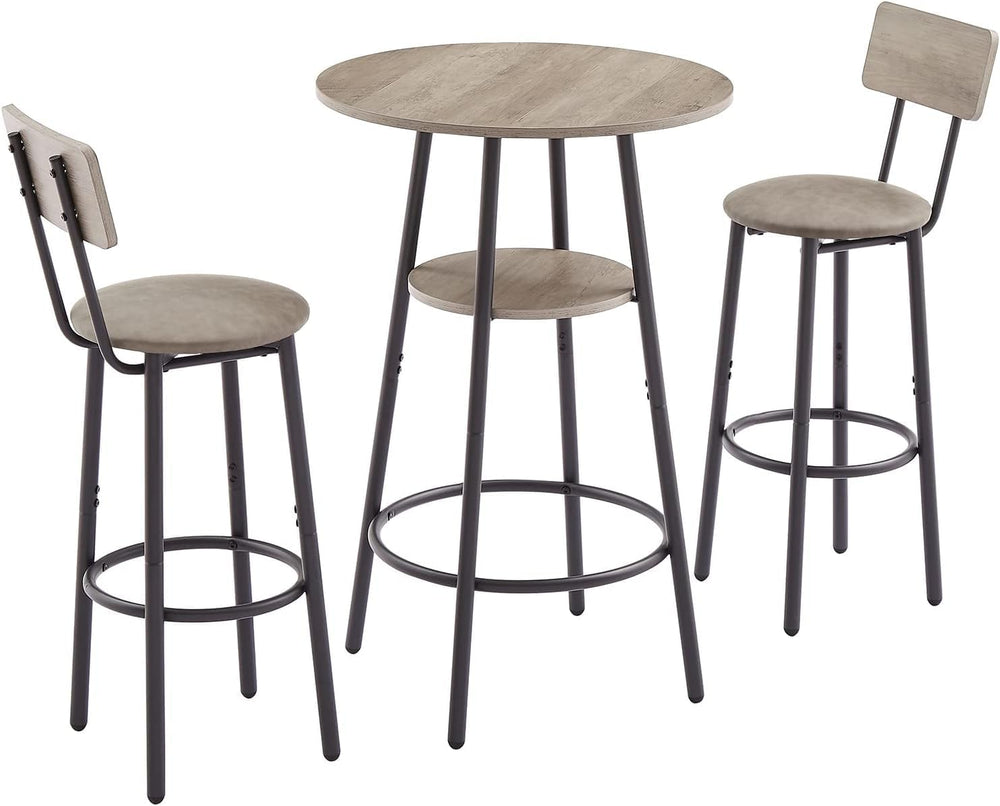 3-Piece Dining Table Set for 2, Small Round Kitchen Table with 2 Chairs, Coun...