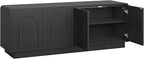 Bestier 63" Mid Century Modern TV Stand for Living Room, Wood Media Console Cabinet for TVs up to 70", Entertainment Center with 4 Arched Doors, Hidden Storage & Adjustable Shelves, Black