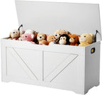 VEVOR Kids Storage Bench, Wooden Toy Box Chest, Large Storage Cabinet with Safety Hinge, Toddlers Storage Bench for Playroom, Living Room or Entryway, Easy Assembly, 38.98 x 15.55 x 18.9 in, White