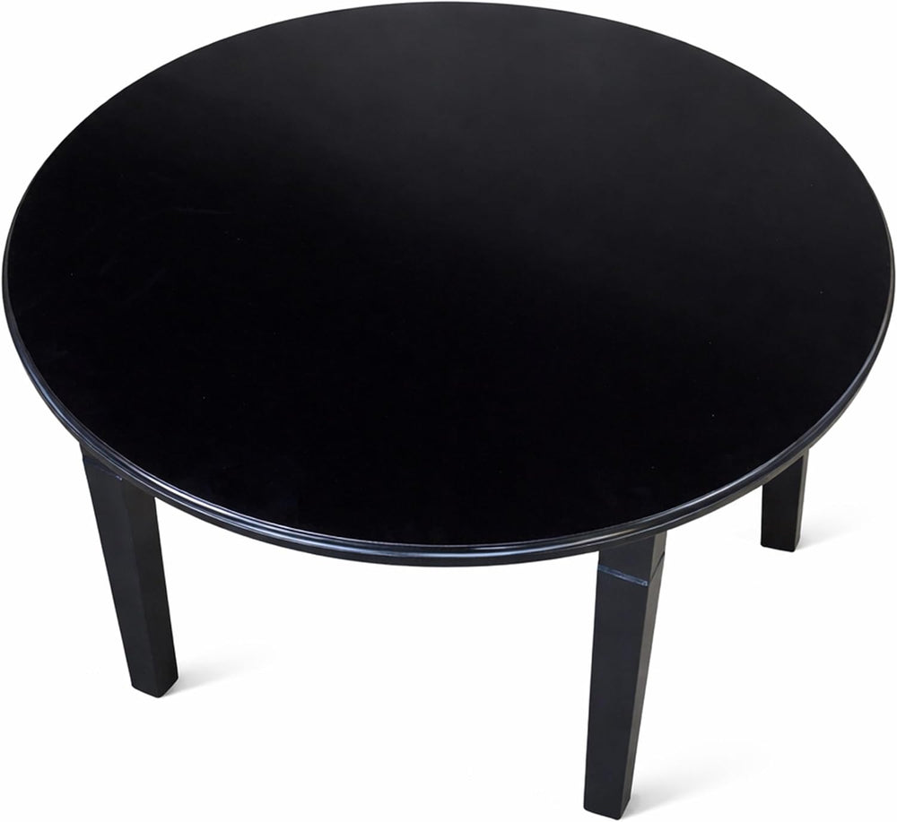 Modern 42 Inch Round Dining Table, Black Finish Solid Rubberwood