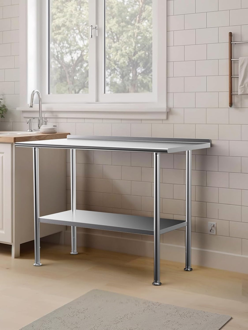 Atelicf NSF Stainless Steel Prep Table 24X48 inch with Backsplash | Commercia...