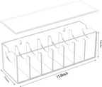 Acrylic Belt Organizer with Dust Cover – Clear Belt Storage Box for Closet or Drawer, Belt and Tie Display Holder Case with 7 Compartments for Men and Women