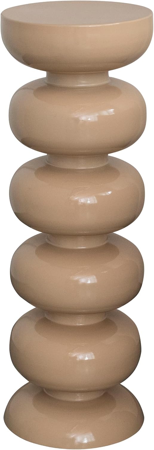 Bloomingville Round Enameled Metal Plant Stand or Martini Table, Cream