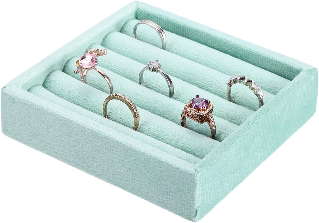 uxcell Stackable Jewelry Storage Tray, Jewelry Tray Drawer Organizer, Small Display Box for Earrings, Necklaces, Rings and Bracelets, Teal