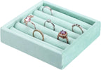 uxcell Stackable Jewelry Storage Tray, Jewelry Tray Drawer Organizer, Small Display Box for Earrings, Necklaces, Rings and Bracelets, Teal