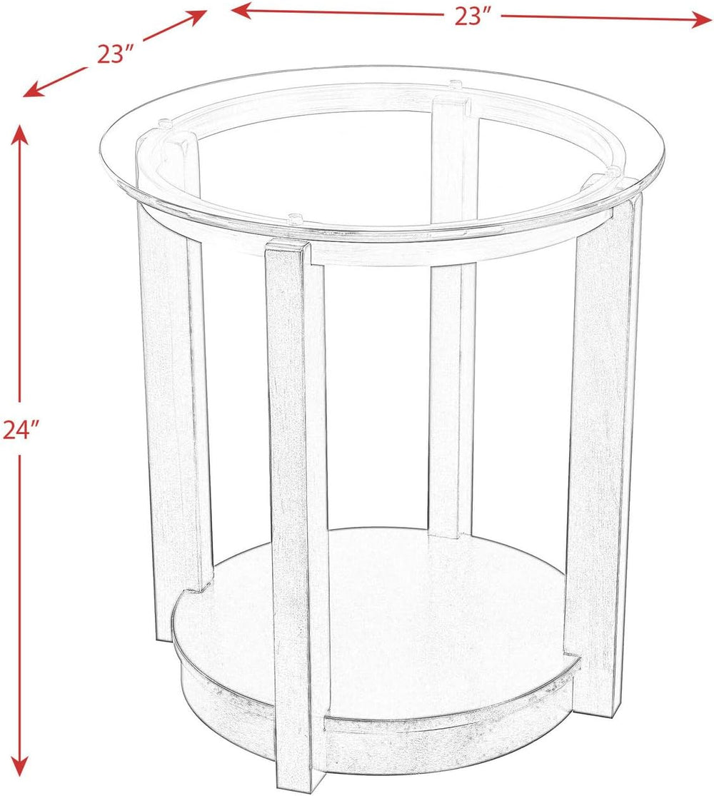 Maykoosh Round End Table with Glass Top & Espresso Finish - Accent Table