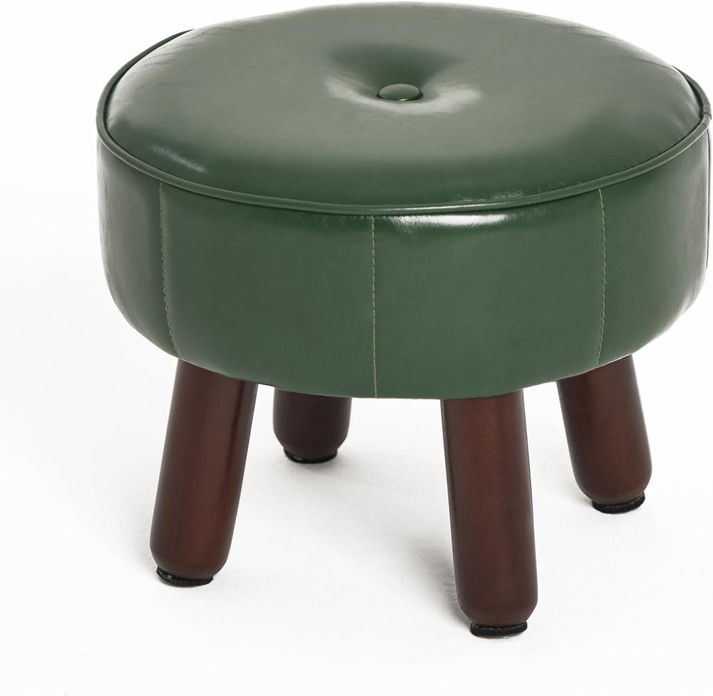oakvivo 13in Small Foot Stool Ottoman, Round Faux Leather Foot Rest for Couch...