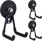 ULIBERMAGNET Heavy Duty Magnetic Garage Hooks,3 Pack Strong Large Magnet Hooks for Power Drill,Garden Tools,Hose,Pegboard,Garage, Workshop,Magnetic Storage Hook for Indoor Outdoor Hanging(Black)