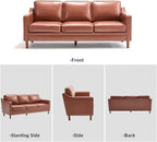 Kingfun Living Room Furniture Sets, 3 Seater Couch and Loveseat, Mid Century Modern Sofa Set, Faux Leather Couch with Solid Wood Frame for Living Room & Bedroom, Dark Brown