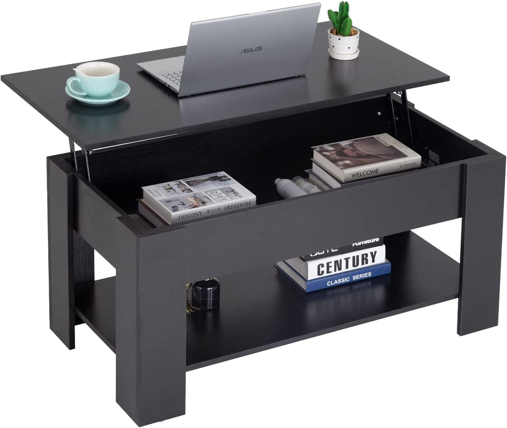 FDW | 39.4" Lift Top Coffee Table | Black | with Hidden Storage