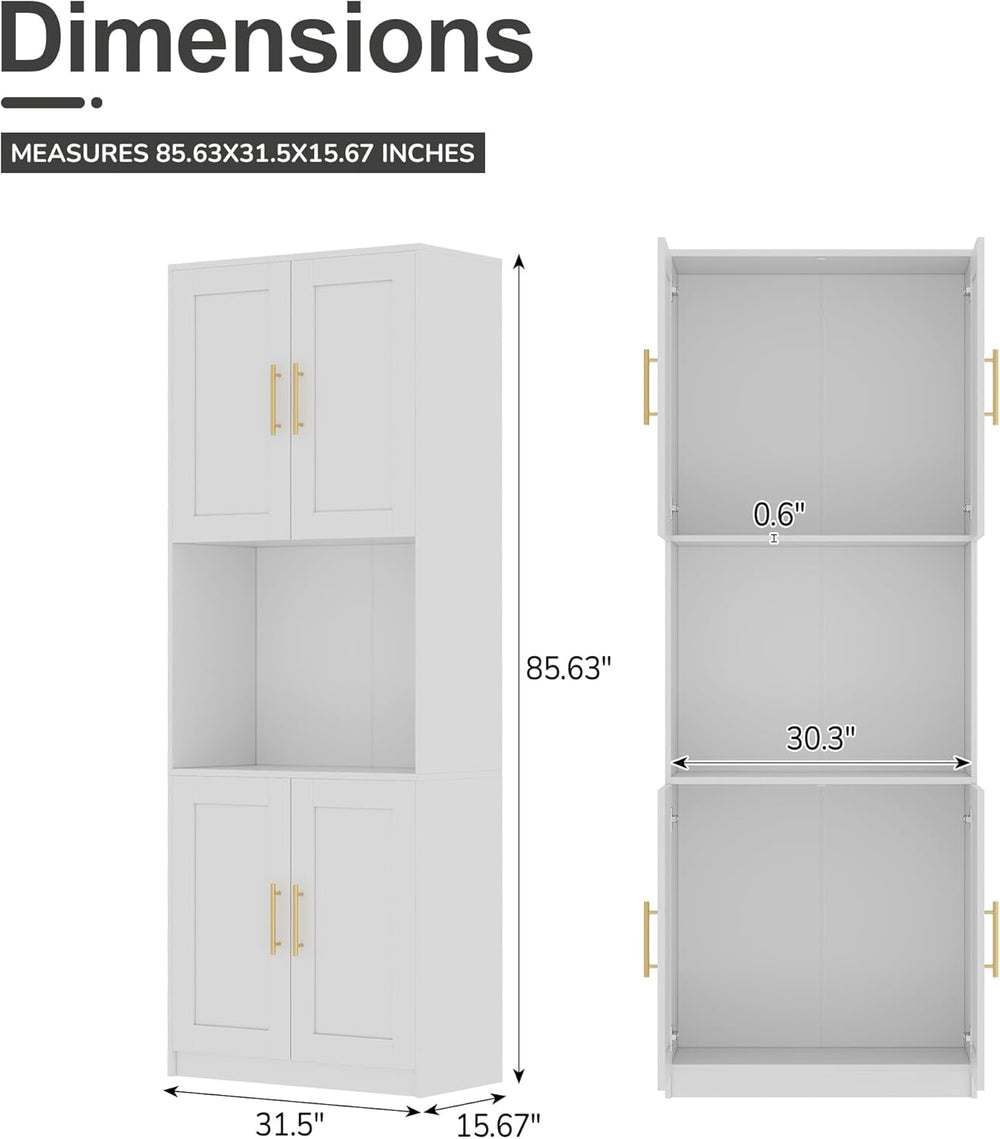 85" Kitchen Storage Cabinets,Corner Pantry Cabinet,Tall Bathroom Cabinet...