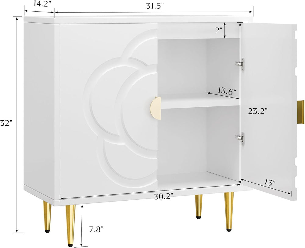 TOLEAD Storage Cabinet, Modern Cabinet with Decorative Flower Pattern Doors, ...