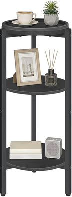 HOOBRO Small Round Side Table, 3-Tier Tall Coffee Drink Table for Sofa Couch, 28.7" H Slim Nightstand, Circle Accent End Table for Living Room, Corner, Bedroom, Black BB182BZ01