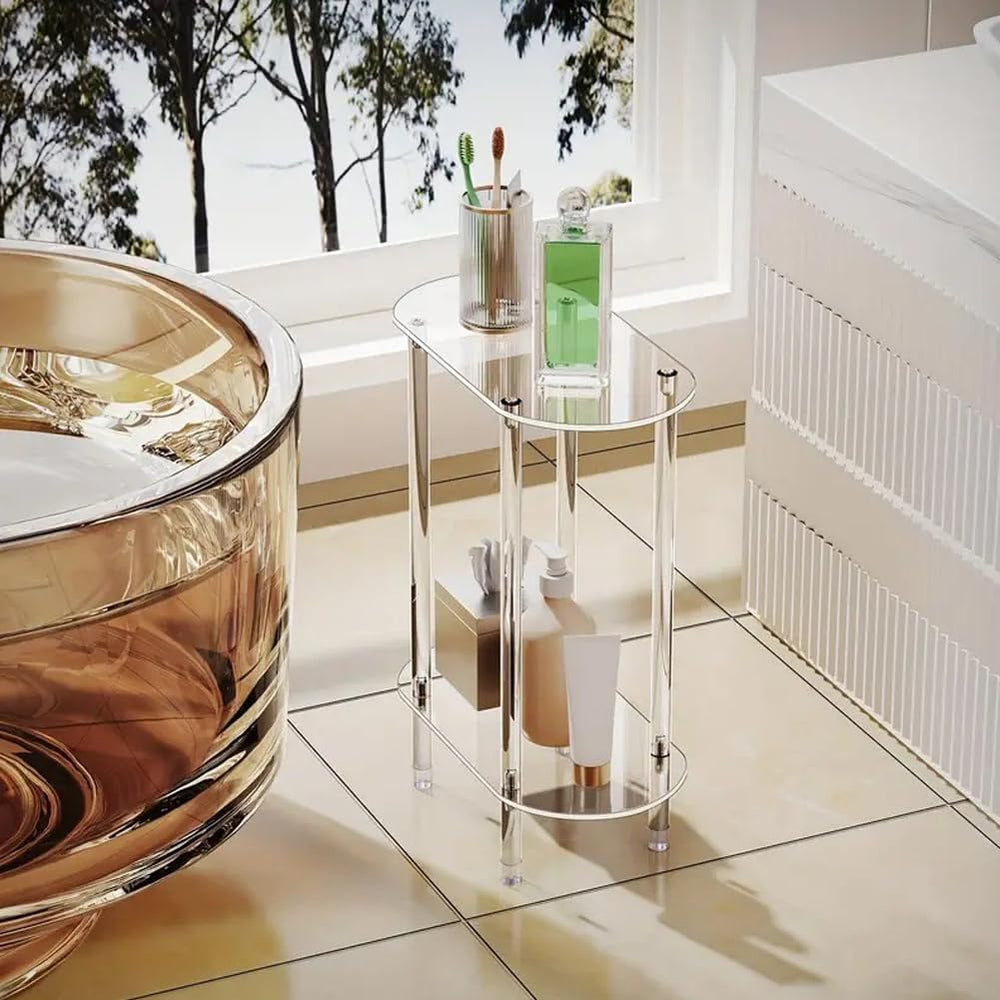 Modern Clear Acrylic Narrow Side Table for Small Spaces, 15.55" L x 7.87...