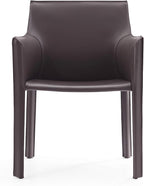 Manhattan Comfort Vogue Modern Faux Leather Dining Chairs, Metal Frame, Comfortable Padded Seat, Fully Assembled Armchair Accent Furniture, Set of 1, Grey