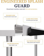 Atelicf NSF Stainless Steel Prep Table 30X48 inch, Backsplash & Casters | Mobile commercial-grade table for restaurants, kitchens, food trucks, breweries, bars, garages, and BBQ