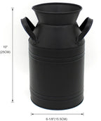 CVHOMEDECO. Farmhouse Galvanized Metal Milk Can, Old Rustic Primitives Jug Vase for Home and Garden Décor. Black