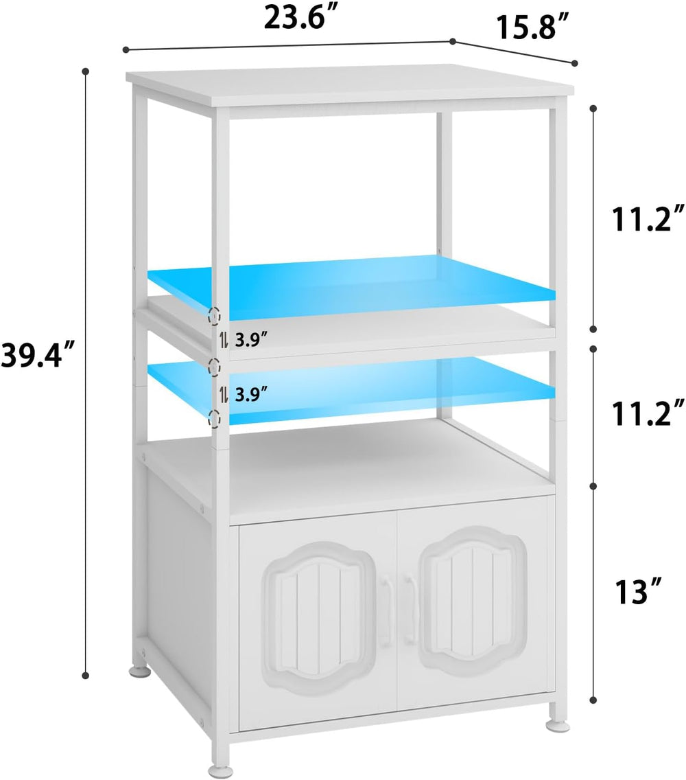 Natwind 4 Tier Printer Stand, File Cabinet w/Adjustable Open Shelves,White | ...