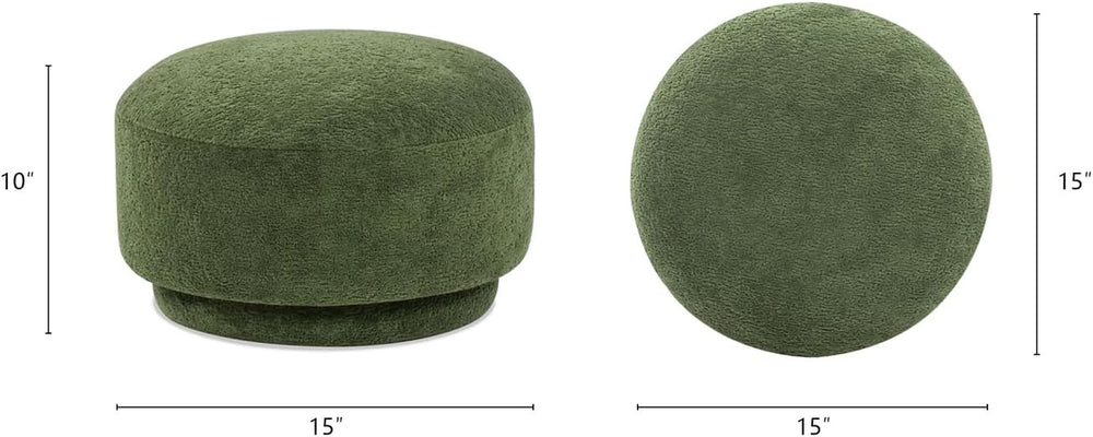 Jennifer Taylor Home Fuji 15" Mushroom Footstool Ottoman in Moss Green F...