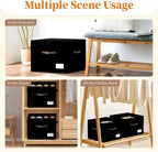 Shoe Organizer for Closet, 2 Pack Foldable Shoe Storage Containers, Fits up to 16-32 Pairs, Shoe Storage Organizer Box Cubby Baskets Bins with Clear Cover and Reinforced Handles, Black