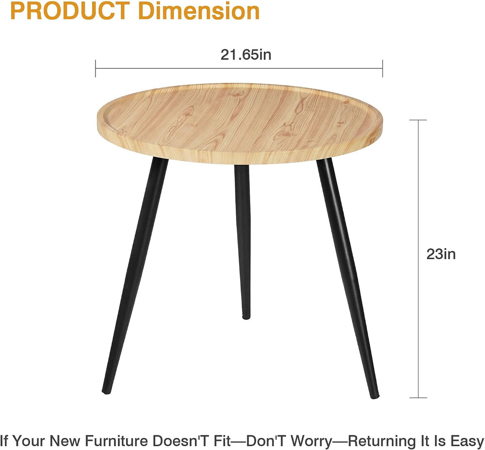 VECELO Modern Side Table, Round Small End Table, Exclusively Designed Hand-Cr...