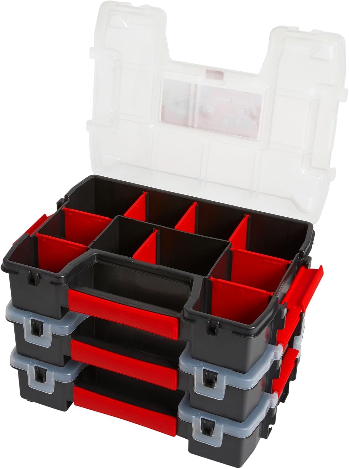 CRAFTSMAN Storage Organizer,Small Parts Organizer with 10-Compartments,Lid Includes Secure Latch (CMST60964M), (Pack of 6)