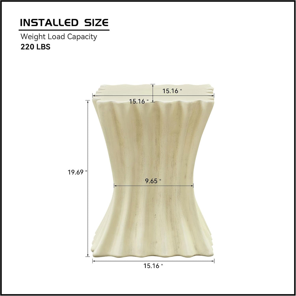 15.16" Square Sofa Side Table with Creative Wavy/Scallop Edge Design, Mo...