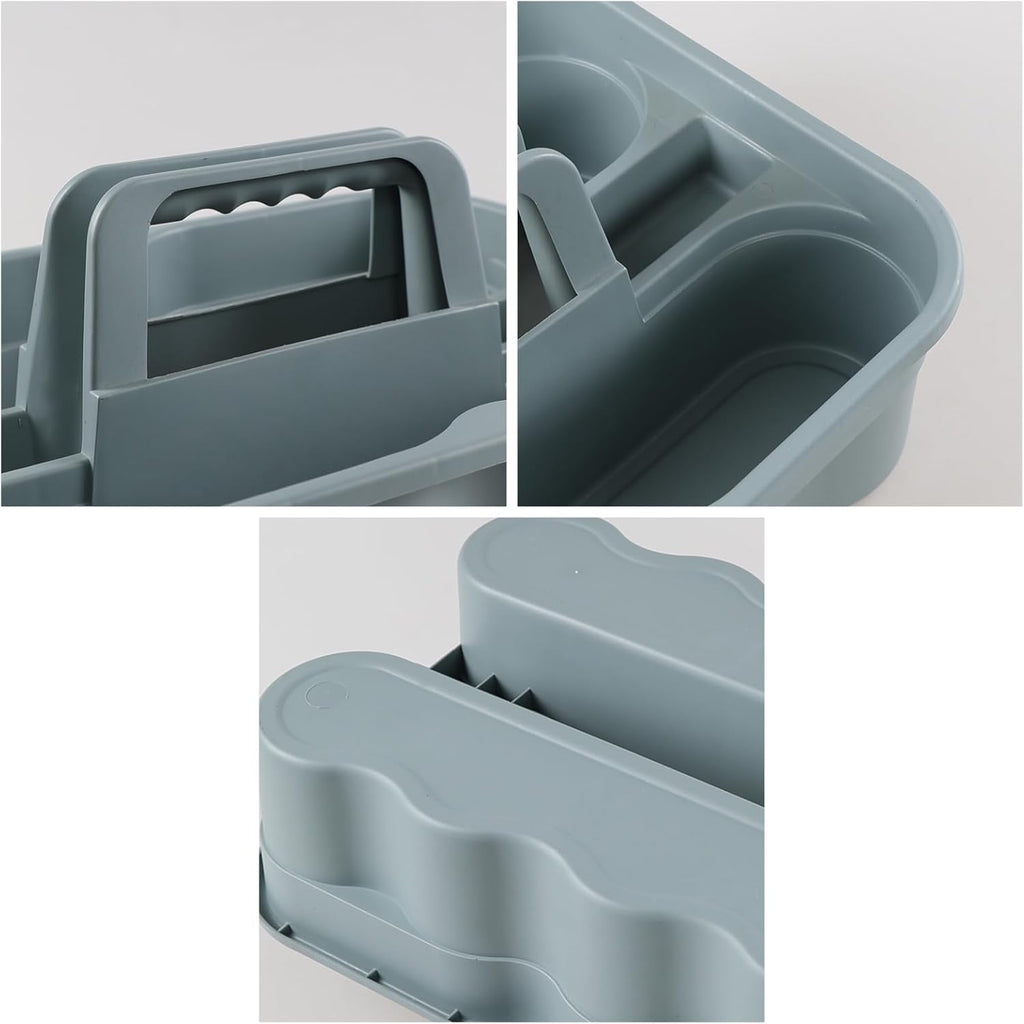 4-Pack Plastic Cleaning Caddy with Handle, Plastic Cleaning Tool Caddy, Gray