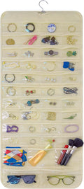 Bloss Hanging Jewelry Organizer With 90 Pockets,Earring Holder Organizer Storage For Valentine's Day Gift,Double-Sided Jewelry Holder for Earrings, Necklaces, Rings on Closet,Wall,Door(Beige)