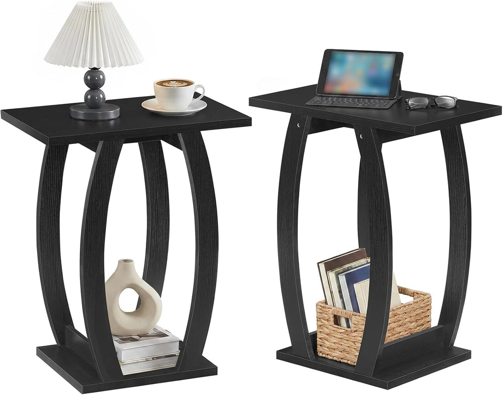 MAHANCRIS End Tables Living Room Set of 2, Side Table Beside Sofa, Black