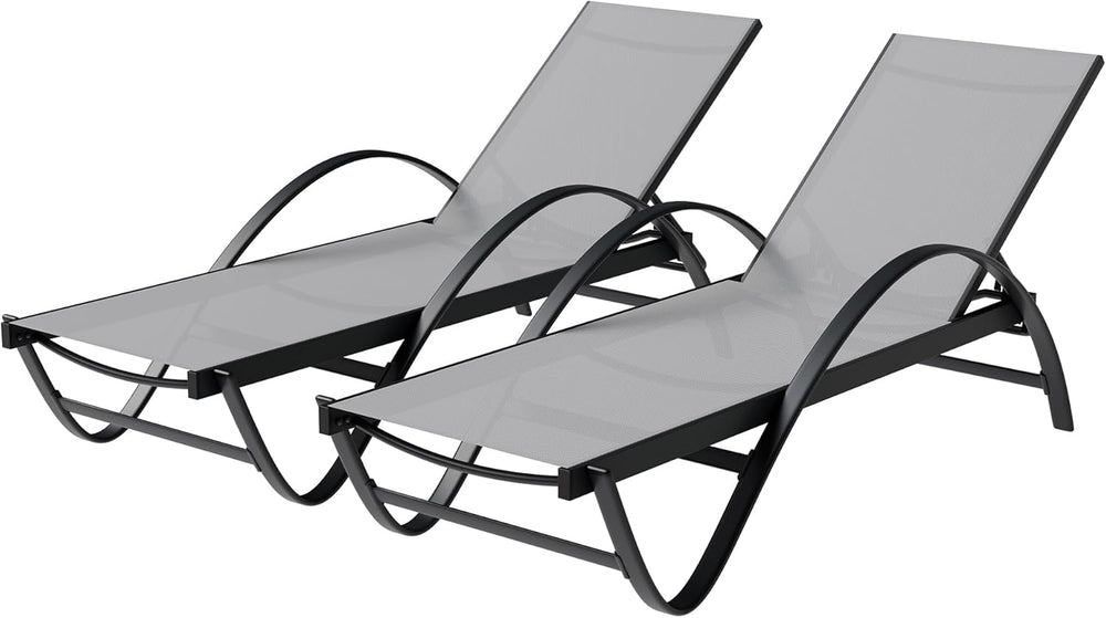 Shintenchi Patio Chaise Lounge Set of 2, Pool Chaise Lounge with Arm,Outdoor ...